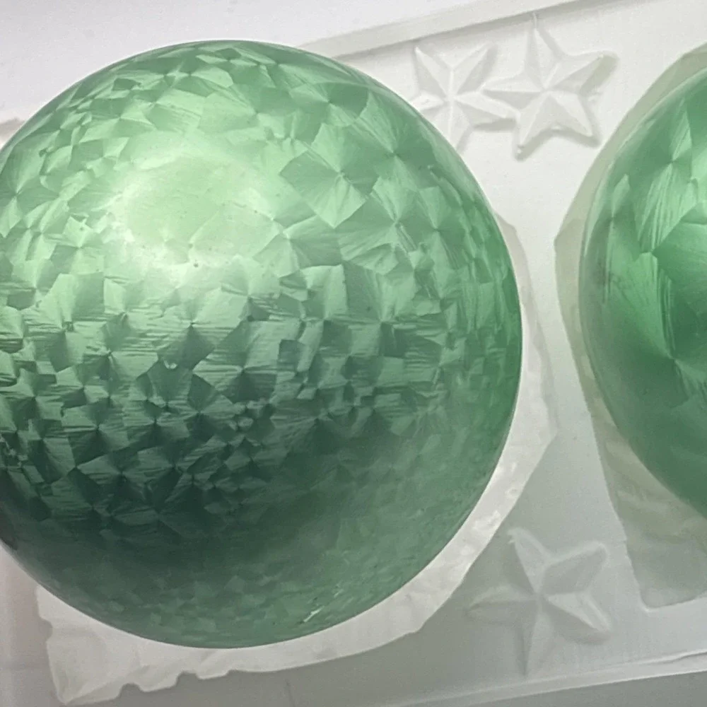 Vintage Colombia Glass Christmas Ball Ornaments Box Set Iridescent‎ Round Green